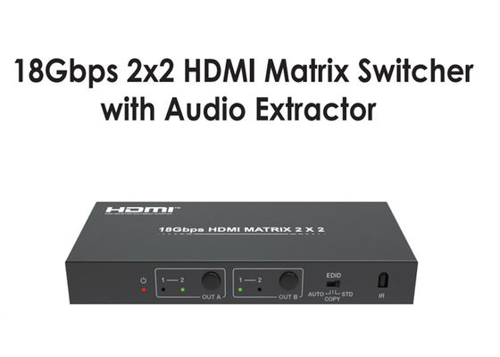 Qualität  Type A 18Gbps 2x2 HDMI Matrix Switcher With Audio Extractor Fabrik