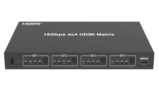 Ausgang 18 Gbps 4 X 4 HDMI Matrix Switcher mit bis zu 4Kx2k 60Hz Ausgangsresolution