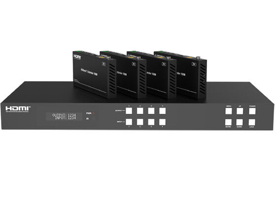 VINCAN 4x4 HDBaseT HDMI Matrix Switcher mit 4K60 4:4:4, PoC und 4 Empfängern für professionelle AV-Verteilung