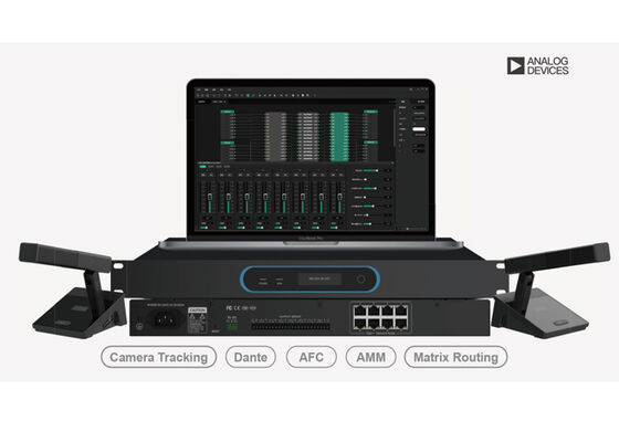 VINCAN NMC100D Netzwerk-Audio-Mischpult mit 32x32 Dante-Kanälen, automatischer Mikrofonmischung und 8 PoE++-Schnittstellen